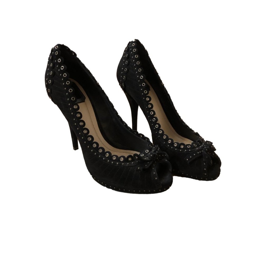 Christian Dior Black Suede Studded Pumps Size 39